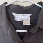 Max Mara  Silk Long Sleeve Button Down Shirt *Cufflinks Dark Brown Sz 8 Medium Photo 2