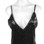 She & Sky Black Sequin V-neck Sleeveless Cami Camisole Mini Slip Tank Dress Sz L Photo 4