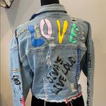 Ashley Stewart Embroidered Denim Jacket with Colorful artwork Photo 1