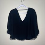 Lovers + Friends Womens Size S Lace Trim V-Neck Cape Blouse Whimsygoth Photo 1