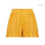 BCBG Maxazaria Yellow Eyelet Embroidery Pleated Front Dress Shorts Size Small Photo 1
