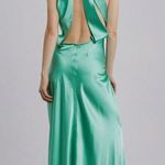NWT Silk Maison Green Halter Cocktail Silk Maxi Dress S Photo 2