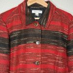 Coldwater Creek Blazer Jacket Red Black Striped Button Womens L Classic Workwear Photo 2