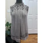 H Trend Ruffle Neck Lace Detail Silk Shell Fully Lined Blouse Size XS Coquette Photo 2