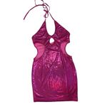 SheIn Women's Dress Cut Out Tie Backless Metallic Pink Halter Bodycon NWT Medium Photo 5
