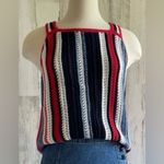 Gap Striped Crochet Knit Tank Top Red White Blue Patriotic Festival – Size S Photo 2