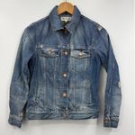 Madewell The Jean Jacket Womens in Ellery Blue Wash Distressed Pockets Size S Photo 0