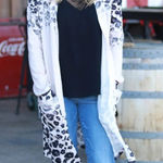 Tickled Teal Ticked Teal Tan Cheetah Print Lightweight Open Cardigan Duster Photo 0