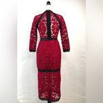 Alexis Randie Lace Midi Dress Dark Red With Black Trim Size S Photo 4