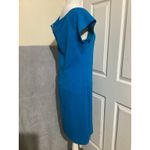 Bisou Bisou Michele Bohbot Blue Textured Cap Sleeve Sheath Dress Size 14 Photo 2