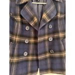 Chadwick's  Plaid Wool Blend Pea Coat Jacket Blue Brown Womens‎ Petite Photo 1