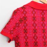 Free People Kitt Mini Dress M Sweater Knit Retro Collar V Neck Red Berry Preppy Photo 11