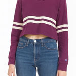 Champion Purple and White Crop-top Crew Neck Sweater Photo 0