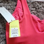 All In Motion  Brushed & Sculpted Rib Sports Short Bodysuit, Size S coral color. Photo 7