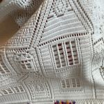 Vintage Appliqué Lace White Granny Sweatshirt with House and flowers Medium Photo 6