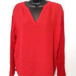 INC red vneck long sleeve blouse Size M Photo 0