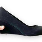 Rialto Freda Faux Suede Wedges Size 11 Black Round Toe Pump Witchy Goth Dark Photo 0