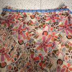 Free People  Around The World Skirt Floral Ruffle Ivory Pink Women’s Size 8 Photo 2