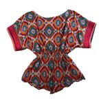 Anthropologie Free People Tricia Fix M Medium Tunic Top Ikat Print Short Sleeve Boho Fairy Photo 1