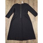 Talbots NWT Dress 4P Solid Black 3/4 Sleeve Ribbed ALine Back Zipper Knee Length Photo 2