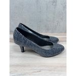LifeStride Soft System Women Size 7.5 Blue Snakeskin Print Heels Pumps Shoes Gray Photo 1