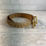 Carlisle  Belt Womens Small Beige Leopard Print Pony Hair Leather Trim Buckle S Photo 5