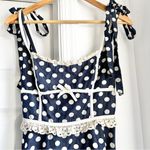 For Love & Lemons  Dolly Denim Navy Polka Dot Dress Photo 9