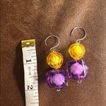Handmade Yellow & Purple Beaded Earrings Photo 2