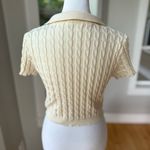 Cider  Ivory Cream Cable Knit Cropped Polo Tiny Tee Size Large Photo 3