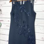 Tahari Black Sleeveless Midi Cocktail Dress Sequin Flowers Size 8 Medium Photo 1