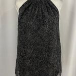 Bishop and Young New Flocked Dot Tie Neck Sleeveless Blouse Black Photo 1