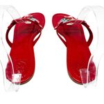 Tory Burch Red Rainbow Patent Leather Miller Sandals Logo Medallion Size 7 Photo 2