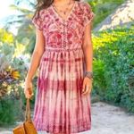 Sundance Gemi Pink Tie Dye Floral Embroidered Boho Dress Photo 9