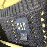 Gap  Womens Crochet Crewneck Pullover Sweater Long Sleeve Navy Blue Small Coastal Photo 2