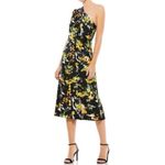 Mac Duggal | FLORAL PRINT DRAPED ONE SHOULDER MIDI DRESS 55630 Photo 3