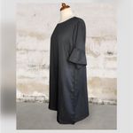 Emery Rose Black Ruffle Sleeve Shift Dress Round Neck & Leopard Scarf XL New Photo 5