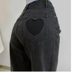 🔥NWT heart shape pocket jeans Black Size L Photo 2