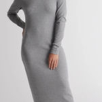 Quince Womens Soft Tencel Rib Knit Long Sleeve Midi Lounge Dress Size XS Gray Photo 0