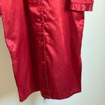 Kathryn sz S Red Satin Long Nightgown Robe Embroidered Pocket Luxury Photo 2