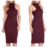 Rachel Pally  Burgundy Sleeveless Sweater Dress Halter Knee Length Collar‎ Small Photo 1