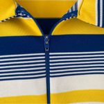 Vintage Polyester Nautical Zipper Front Striped Yellow and Blue Dress size large Photo 5