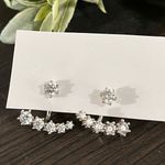 Banter by Piercing Pagoda Ear Jacket Cuff Earrings Front Back 2 in 1 Silver Photo 0