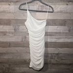 Princess Polly  Jocasta White One Shoulder Ruched Mesh Mini Dress  Photo 4