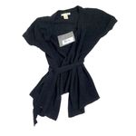 Evie Black Medium Short Sleeve Wrap Sweater 86A Photo 4