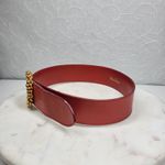Paloma Picasso Red Leather Gold Chain Buckle Belt Made in Italy Vintage 31x2 Photo 3