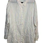 Chico's  100% Linen Button Up Shirt White Rainbow Striped Size‎ 3 Preppy Collared Photo 0