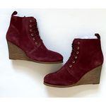 Dita Wedge Lace Leather Suede Upper Boot Burgundy Red Size 7 NEW Photo 5