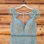 Mac Duggal 79230 Embellished Feather Cap Sleeve Illusion Neck Trumpet Gown Photo 5