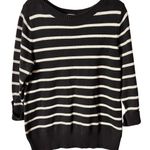 Karen Scott  XL Black & White Striped Sweater Soft Cotton Blend Photo 0