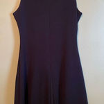 Suzanne Betro  Navy Sleeveless Cocktail A Line Pleated Dress Size M Photo 0